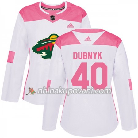 Minnesota Wild Dresy Devan Dubnyk 40 Bílá 2017-2018 Adidas Růžová Fashion Authentic - Dámské